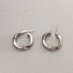 Wavy Hoop Earrings - Silver