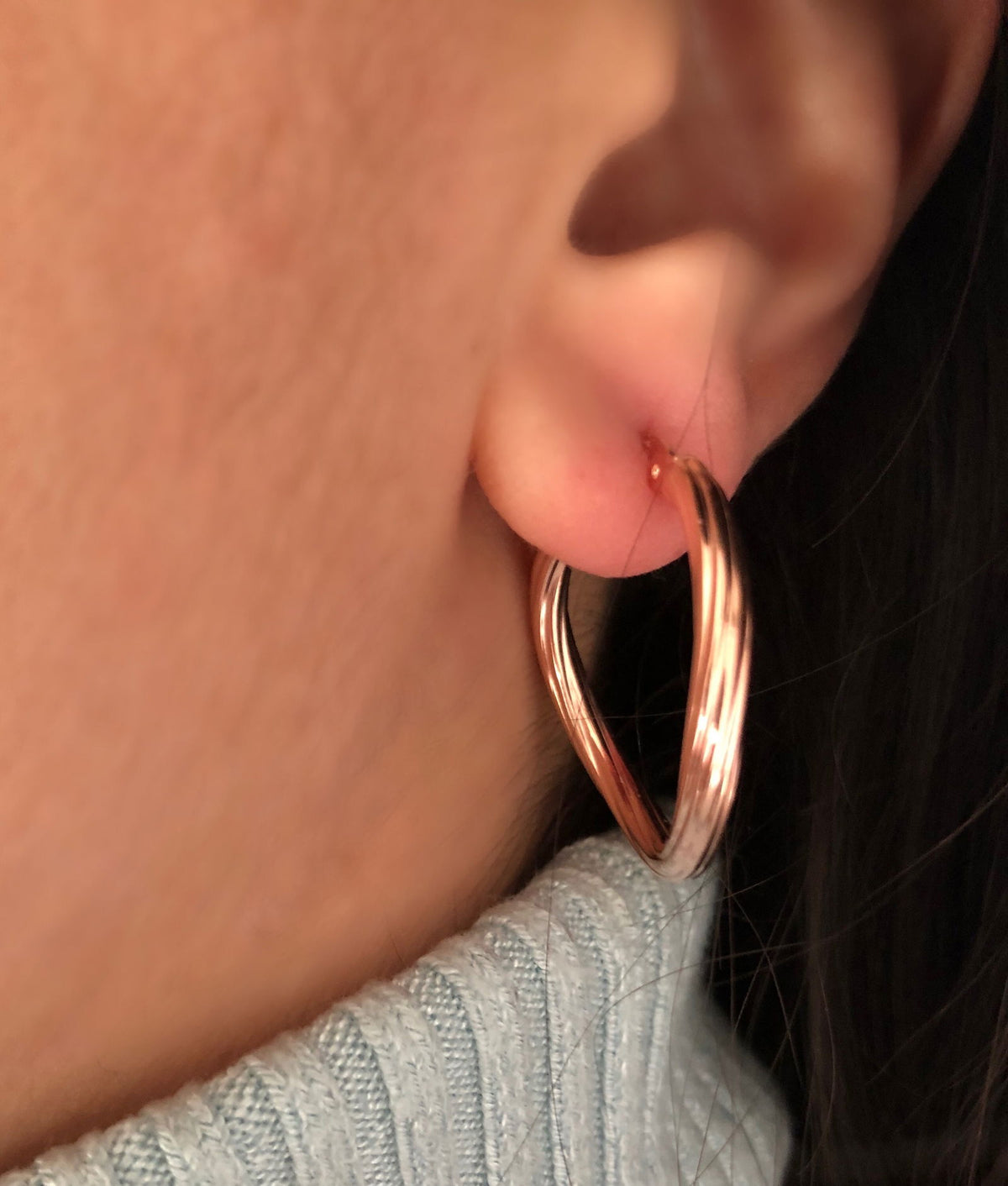 Wavy Hoops Rose Gold Plated Silver