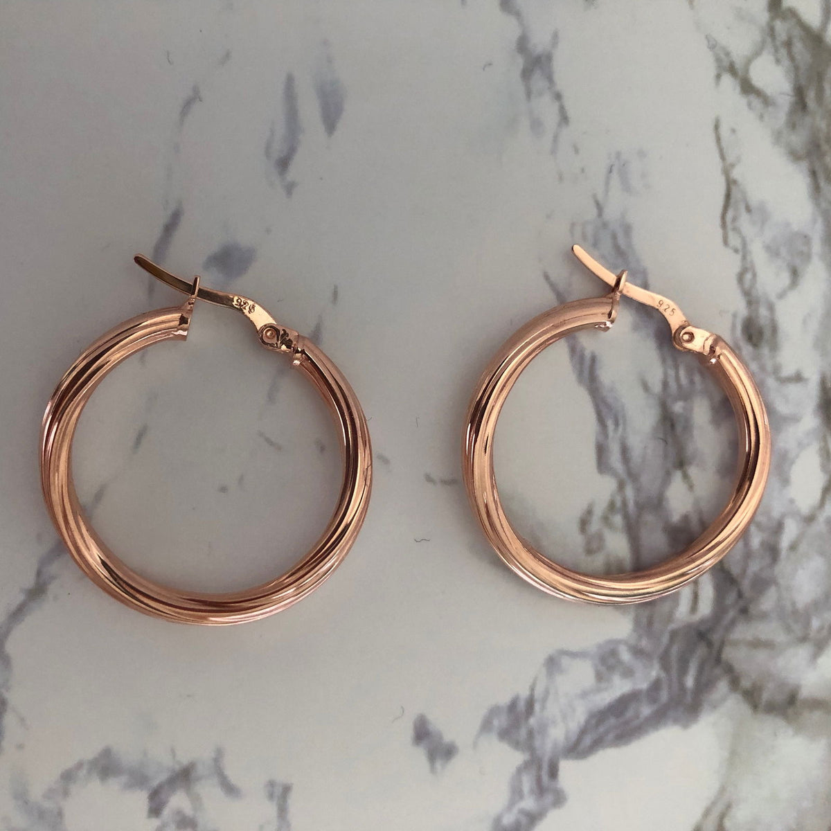 Wavy Hoops Rose Gold Plated Silver