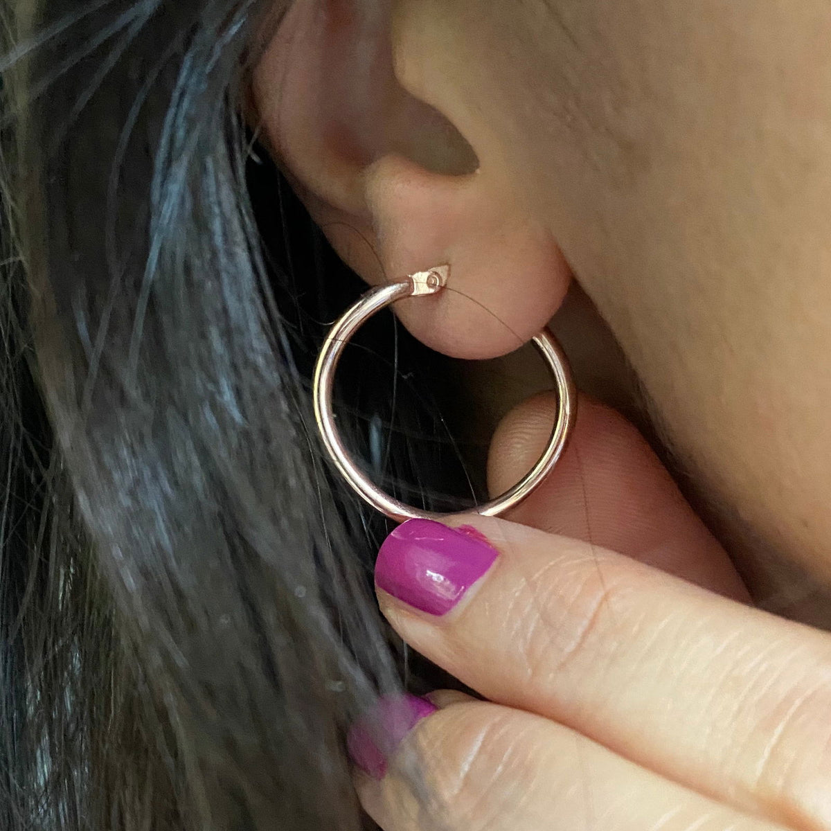 Wavy Hoops Rose Gold Plated Silver 2.5cm thin