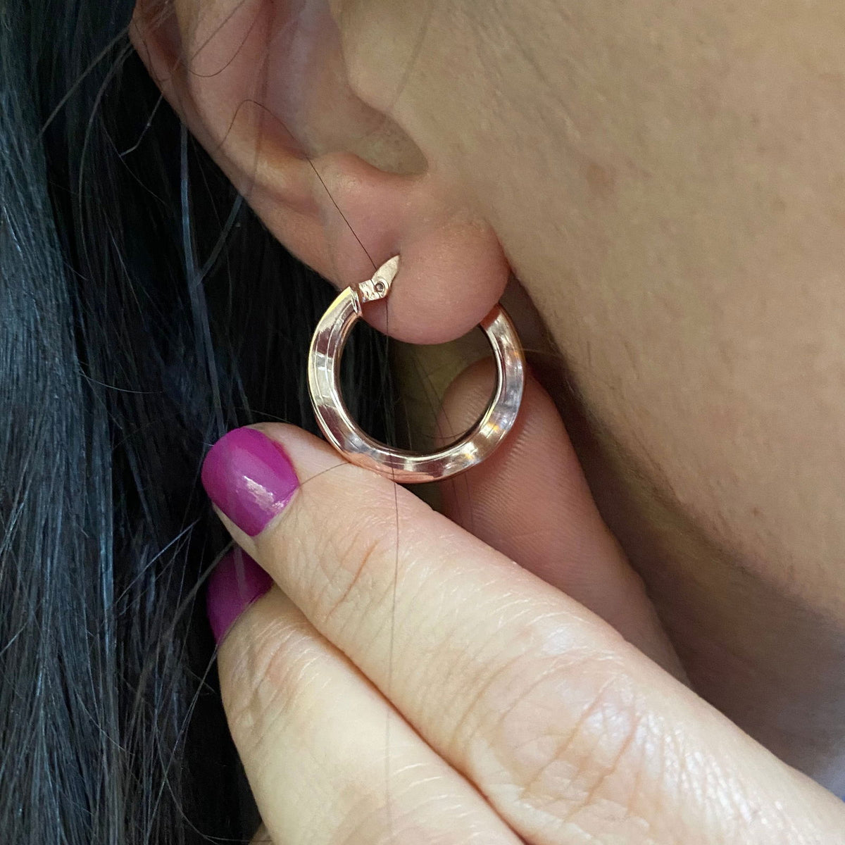 Wavy Hoops Rose Gold Plated Silver 2 cm thick