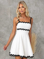 Wavy Strap Short Summer Dress White