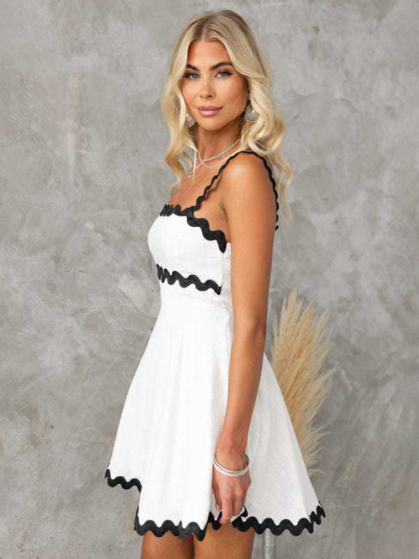 Wavy Strap Short Summer Dress