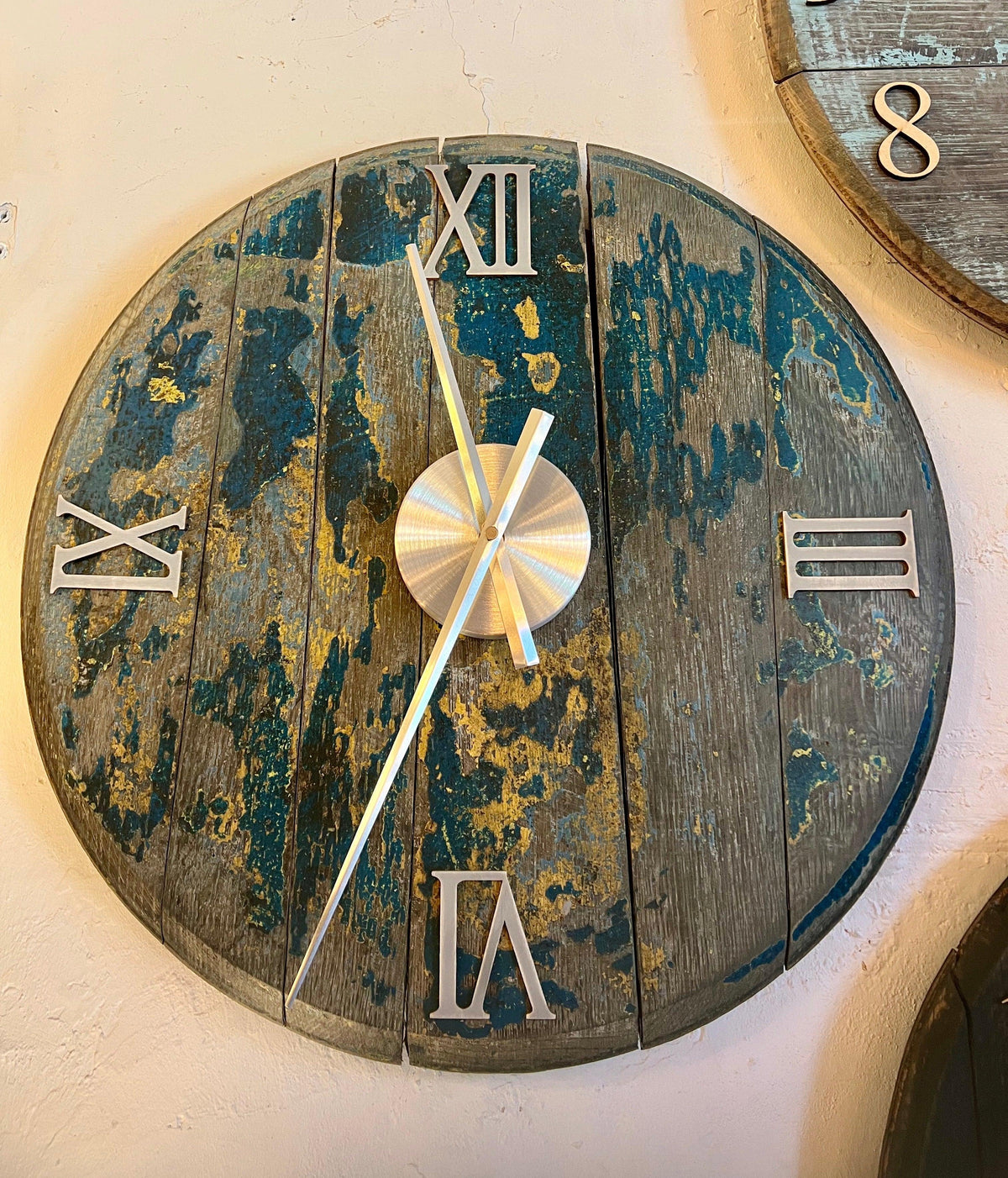Whiskey Barrel Clock Painted Made to Order