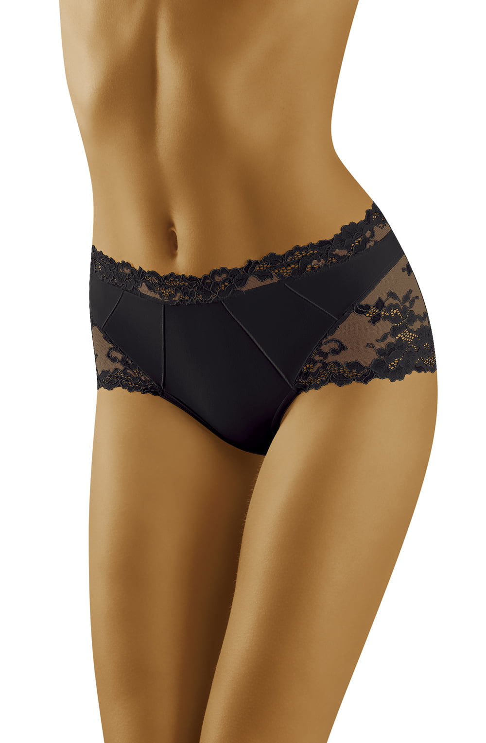 Wolbar Luxa Floral Lace High Briefs Black