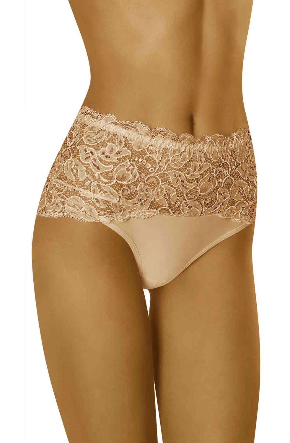 Wolbar Teri Cotton Floral Lace Scalloped Edge Beige