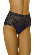 Wolbar Teri Cotton Floral Lace Scalloped Edge Black