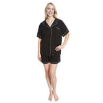 Daisy Dreamer Black Short Pyjama Set - Soft Button-Up Top & Shorts with Pockets BLACK