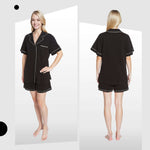 Daisy Dreamer Black Short Pyjama Set - Soft Button-Up Top & Shorts with Pockets