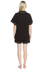 Daisy Dreamer Black Short Pyjama Set - Soft Button-Up Top & Shorts with Pockets