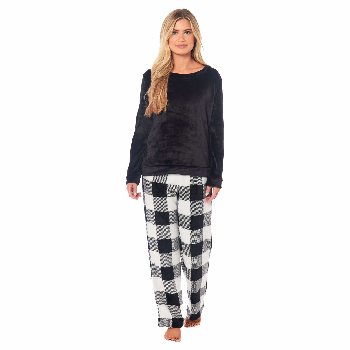 Daisy Dreamer Women's Buffalo Check Fleece Warm Pyjamas Set