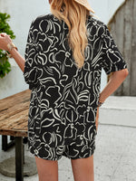 Women's Casual Fashion Lapel Short-sleeved Shorts & Top Co-ord Set