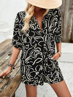 Women's Casual Fashion Lapel Short-sleeved Shorts & Top Co-ord Set
