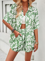Women's Casual Fashion Lapel Short-sleeved Shorts & Top Co-ord Set