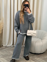Women’s Casual Loose Two-Piece Loungewear Set with Long Sleeve Top and Trousers