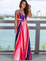 Women's Fashion Colourful Sling Print Beach Vacation Dress | 15 Colours Rose Violet