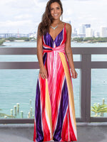 Women's Fashion Colourful Sling Print Beach Vacation Dress | 15 Colours