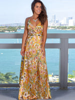 Women's Fashion Colourful Sling Print Beach Vacation Dress | 15 Colours Yellow