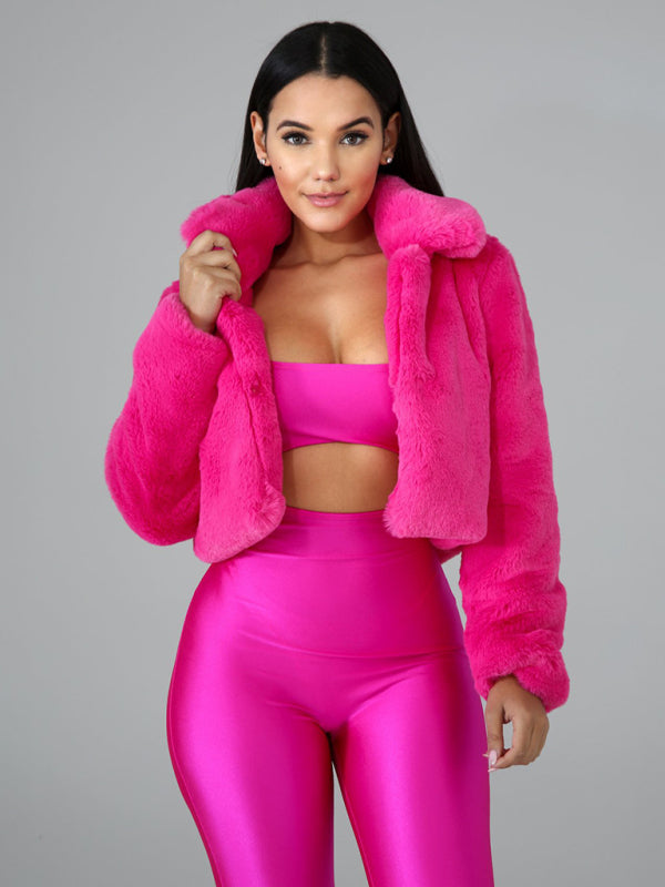Women's Faux Fur Short Jacket Rose