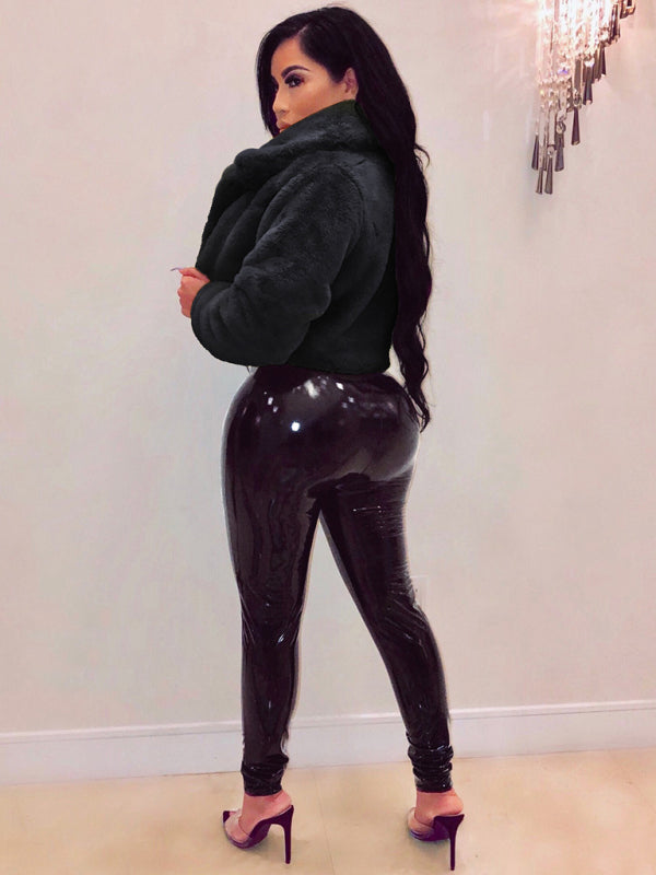 Women's Faux Fur Short Jacket Black