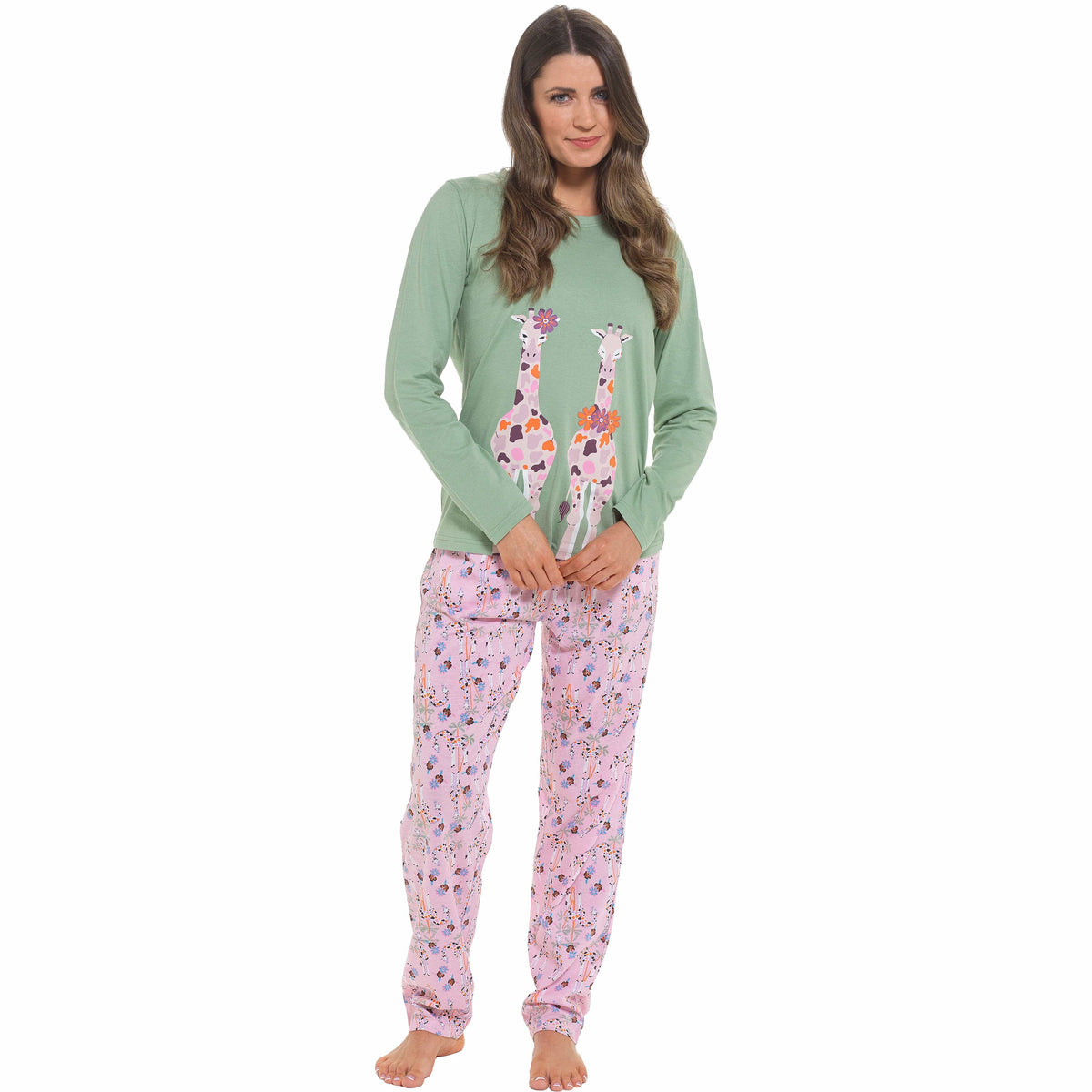 Daisy Dreamer Women's Giraffe Cotton Jersey Long Sleeve Pyjama Set