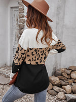 Women's Leopard Print Sweater Long Sleeve Soft Warm Top Jumper