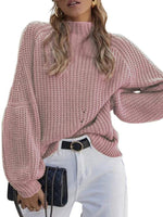 Women's Loose Half Turtleneck Sweater Jumper Pink