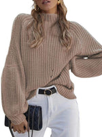 Women's Loose Half Turtleneck Sweater Jumper Khaki