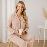 Daisy Dreamer Natural Pyjama Set - Soft Touch Button-Up Top & Bottoms
