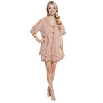 Daisy Dreamer Natural Short Pyjama Set - Soft Button-Up Top & Shorts with Pockets NATURAL