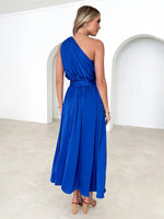 Women's One Shoulder Slim Waist Strapless Backless Belted Dress | 10 Designs