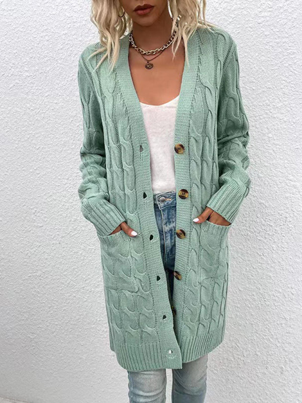 Women's Outerwear Button-up Long Single-breasted Casual Cardigan