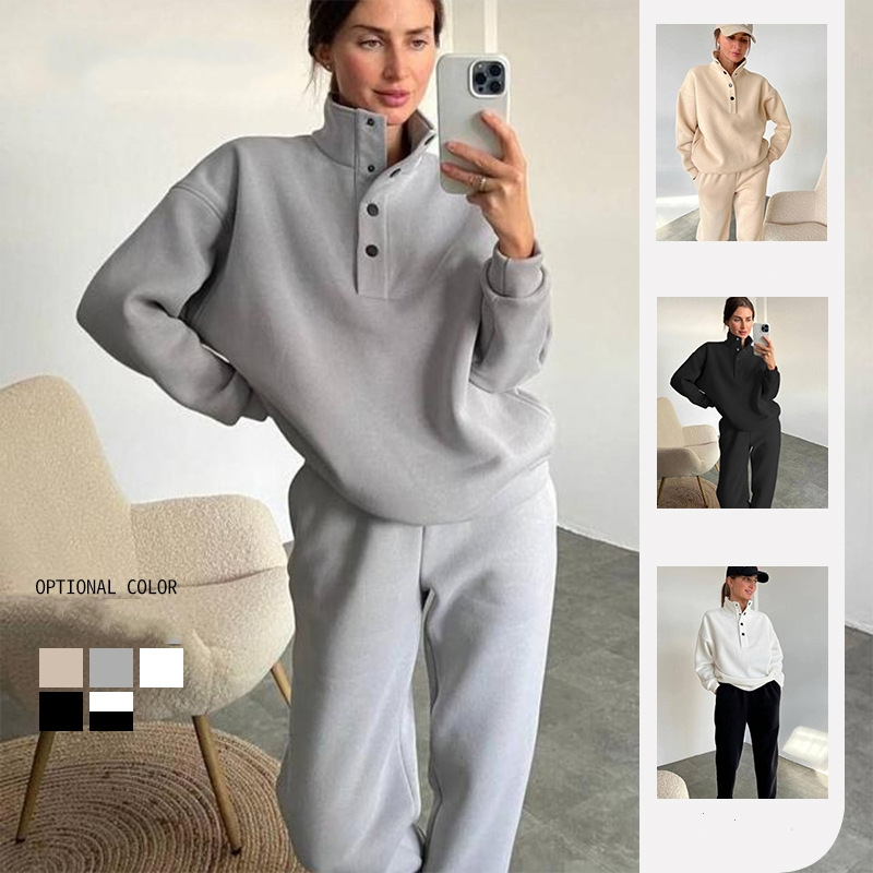 Women’s Oversized Casual Hoodie and Long Pant Tracksuit Set