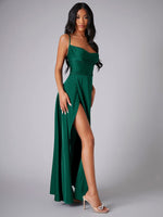 Women's Sexy Slim fit Backless Spaghetti Strap Cowl Neck Dress