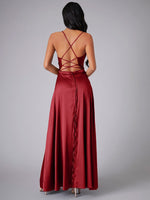 Women's Sexy Slim fit Backless Spaghetti Strap Cowl Neck Dress