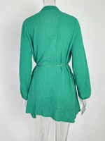 Women's Solid Colour Loose Waist Tie Button Lotus Leaf Day Dress