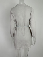 Women's Solid Colour Loose Waist Tie Button Lotus Leaf Day Dress