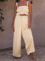 Women's Strap Top Wide-leg Pants Trouser & Top Co-ord Set