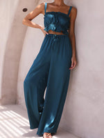 Women's Strap Top Wide-leg Pants Trouser & Top Co-ord Set