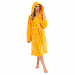 Daisy Dreamer Plush Fleece Hooded Robe - Soft Velvet Winter Dressing Gown OCHRE