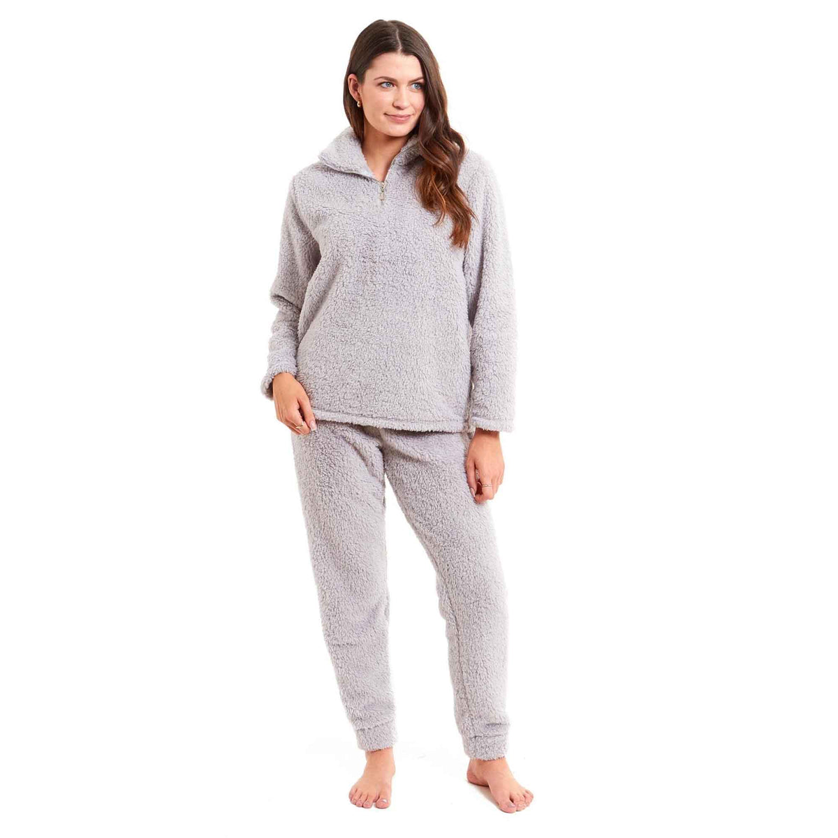 Daisy Dreamer Women's Super Soft Teddy Fleece Cosy Loungewear Set GREY
