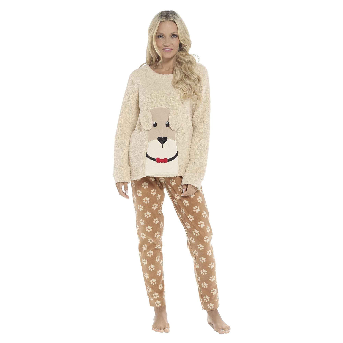 Daisy Dreamer Women's Ultra-Soft Fleece Dog Snuggle Winter Pyjama Set