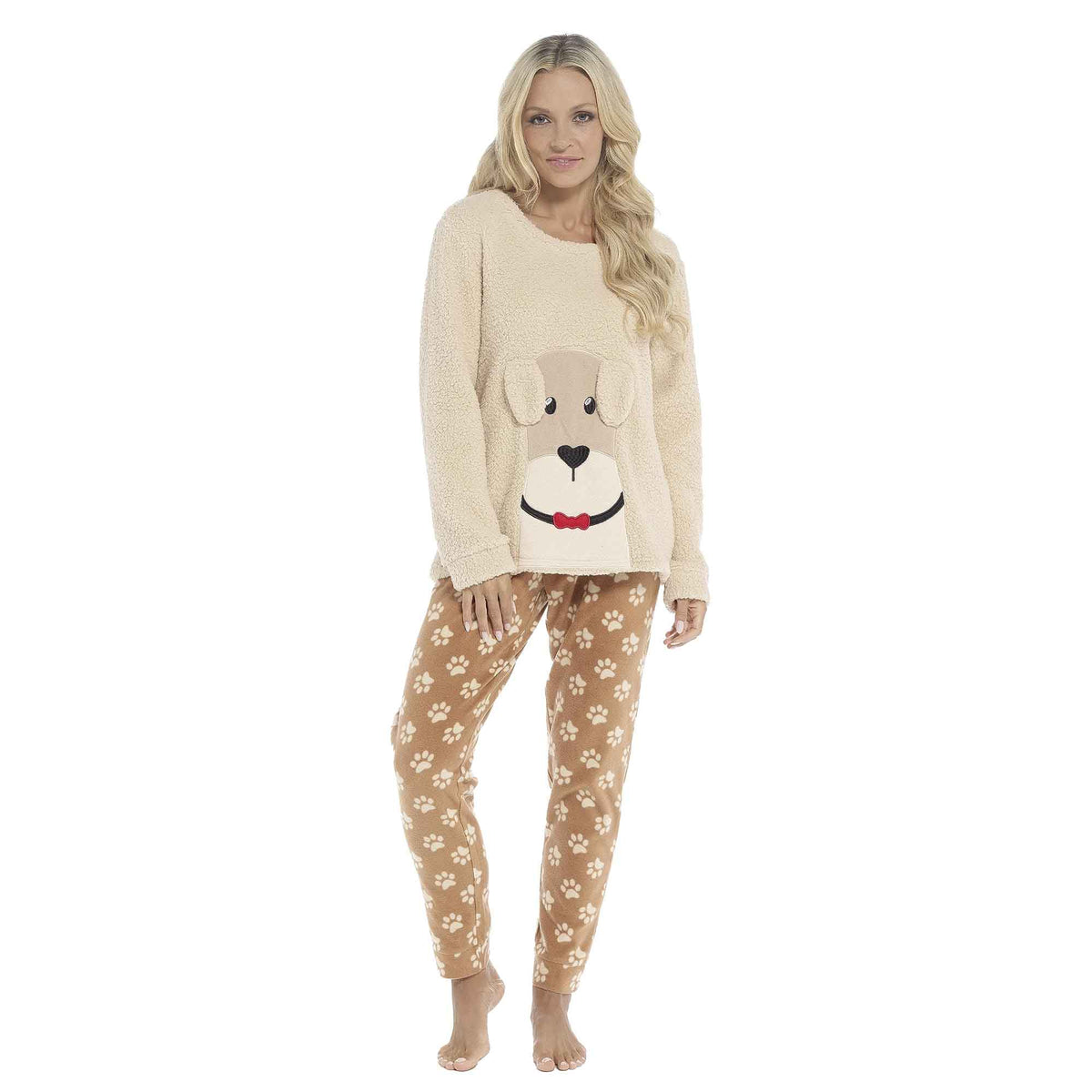 Daisy Dreamer Women's Ultra-Soft Fleece Dog Snuggle Winter Pyjama Set