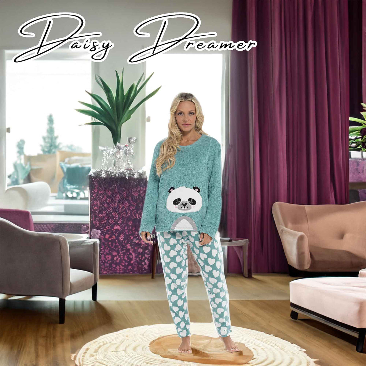 Daisy Dreamer Women's Ultra-Soft Panda Snuggle Fleece Pyjama Set