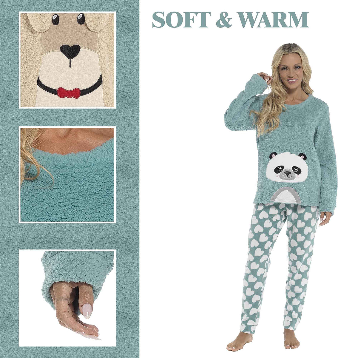 Daisy Dreamer Women's Ultra-Soft Panda Snuggle Fleece Pyjama Set