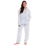 Daisy Dreamer Women's Ultra-Soft Plush Fleece Hooded Winter Pajama Set GREY