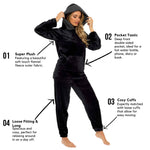 Daisy Dreamer Women's Ultra-Soft Plush Fleece Hooded Winter Pajama Set