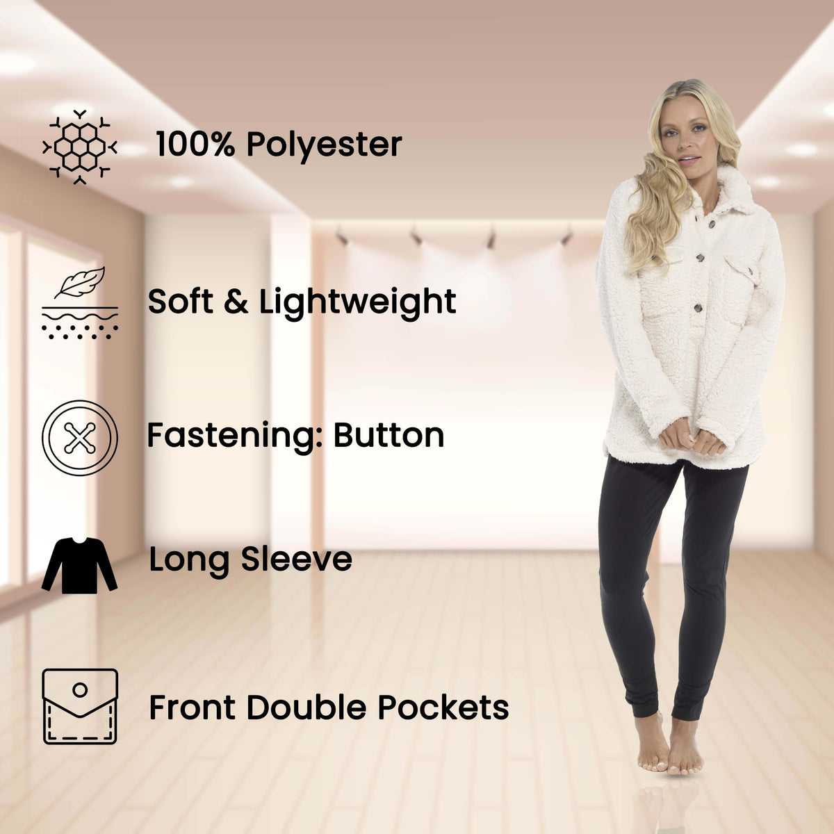 Daisy Dreamer Ultra-Soft Sherpa Lounge Set - Long Sleeve Top & Leggings with Pockets