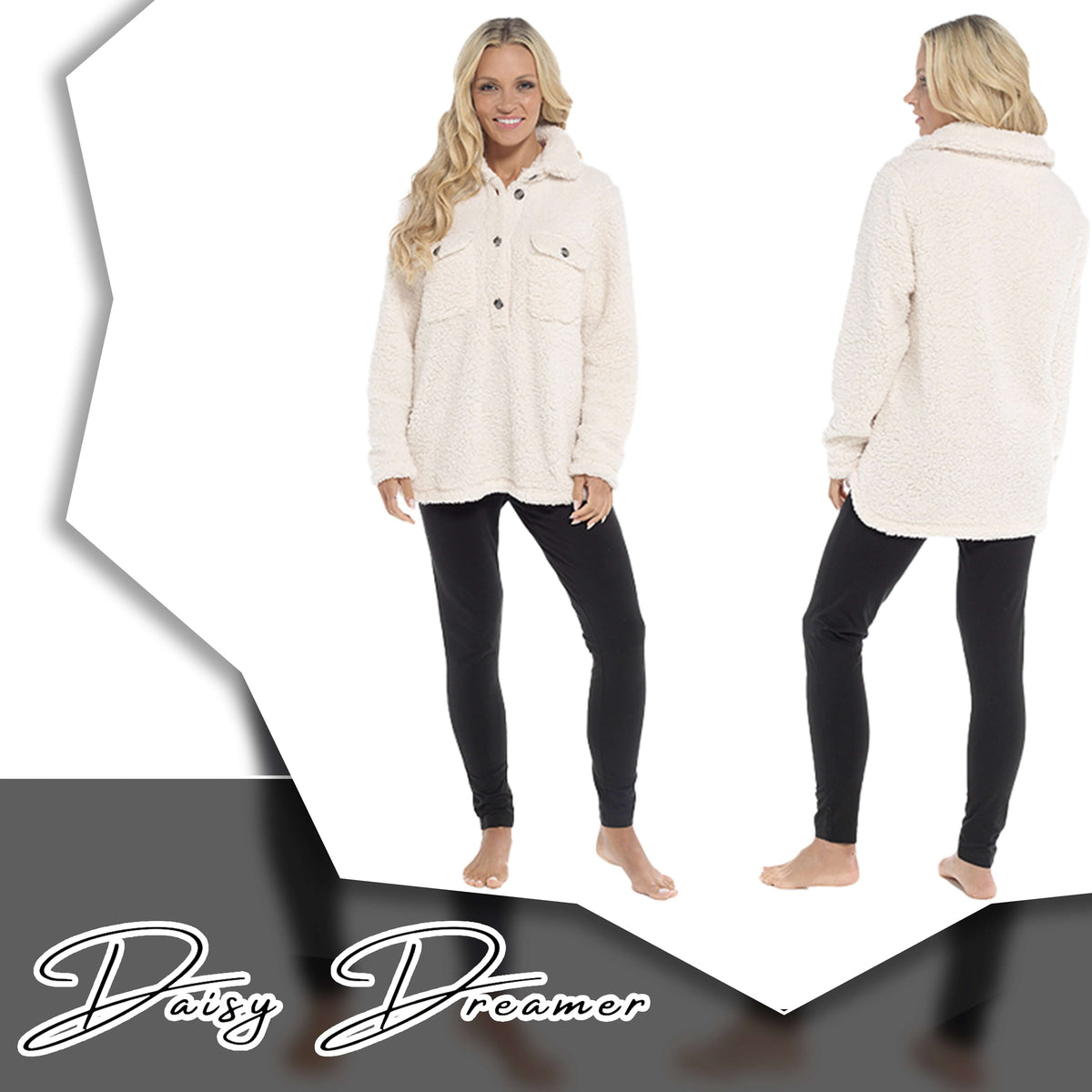 Daisy Dreamer Ultra-Soft Sherpa Lounge Set - Long Sleeve Top & Leggings with Pockets