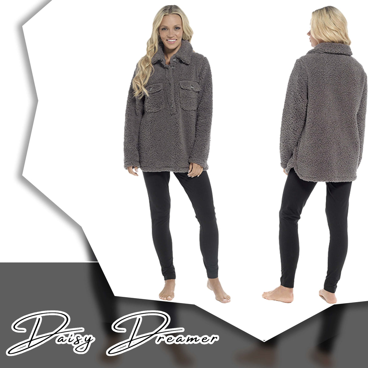 Daisy Dreamer Ultra-Soft Sherpa Lounge Set - Long Sleeve Top & Leggings with Pockets